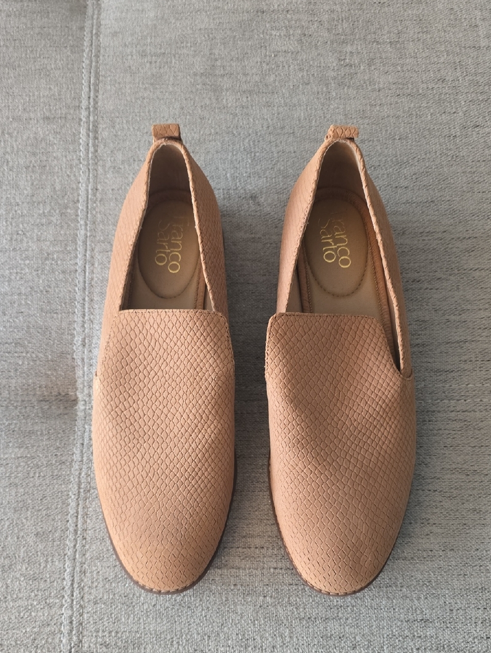 Franco Sarto Women's Tan Leather Upper Slip-On Loafers